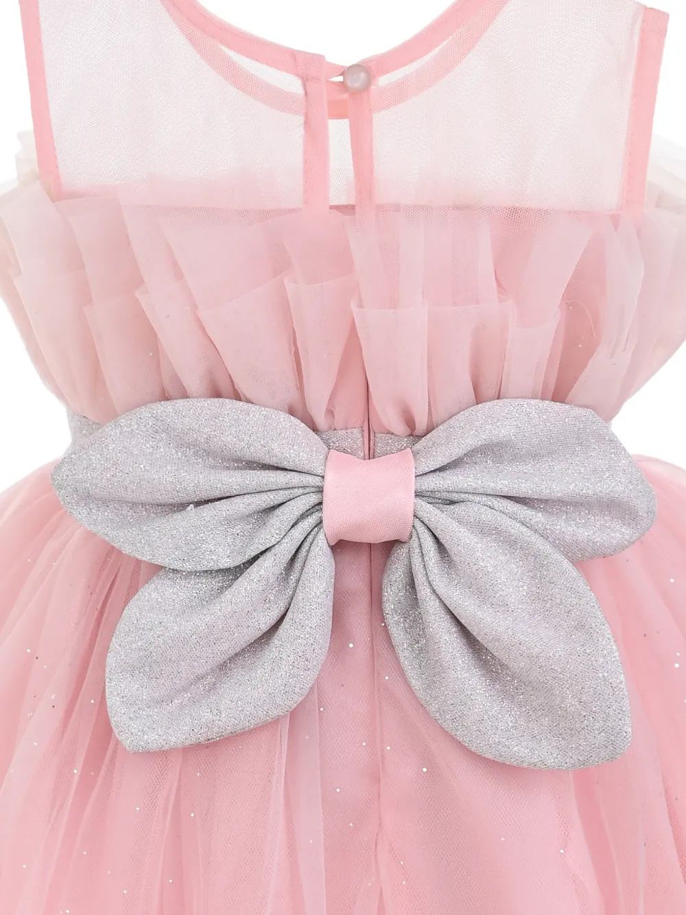 Tulleen Isolara tulen jurk met ruches en glitters Roze