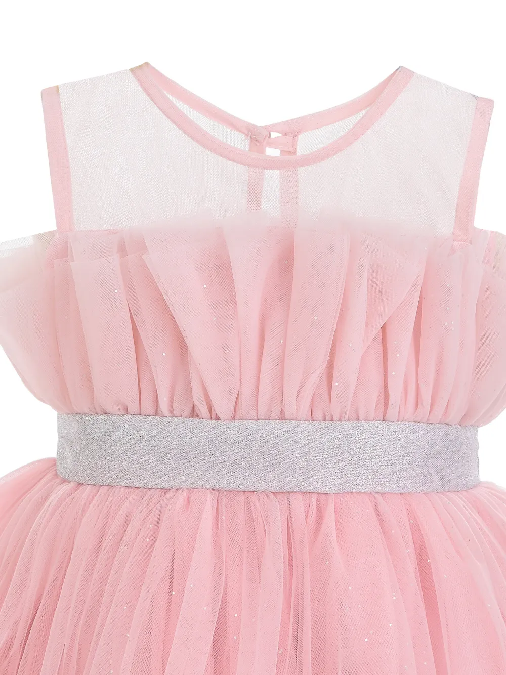 Tulleen Isolara tulen jurk met ruches en glitters Roze