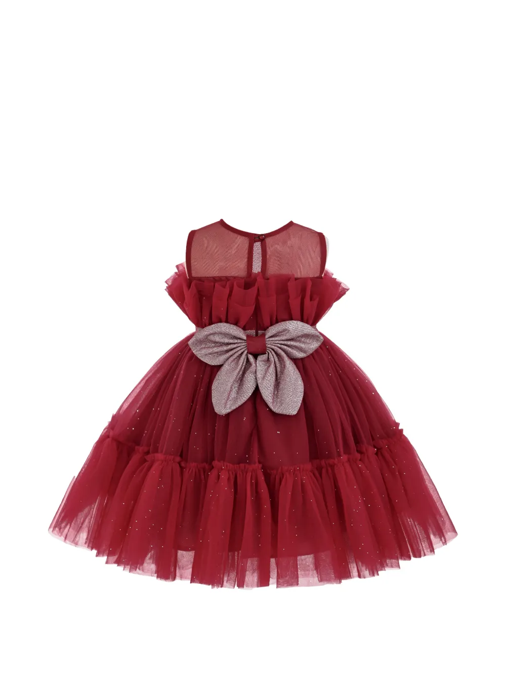 Tulleen Isolara jurk met ruches en glitters Rood