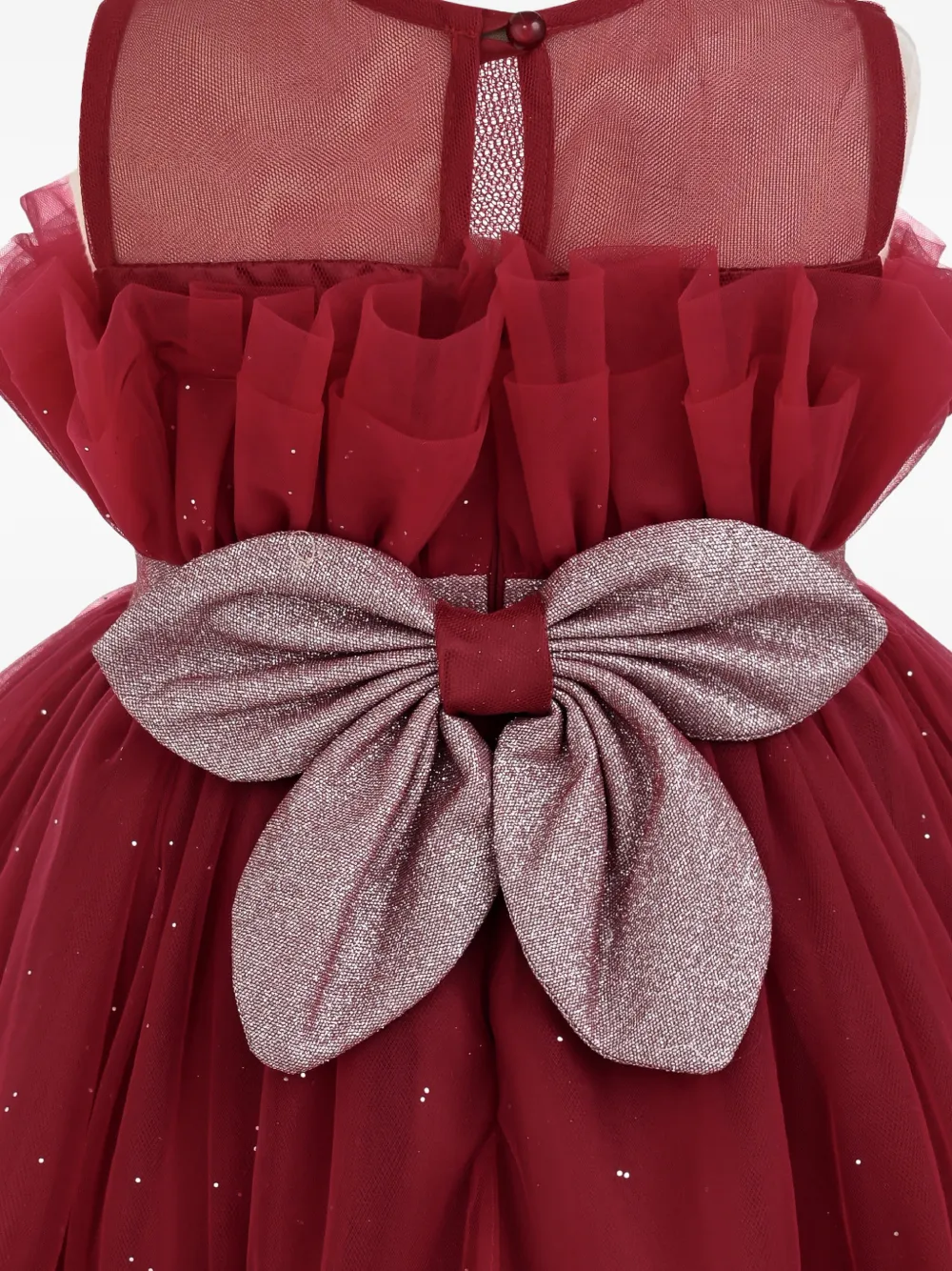 Tulleen Isolara jurk met ruches en glitters Rood