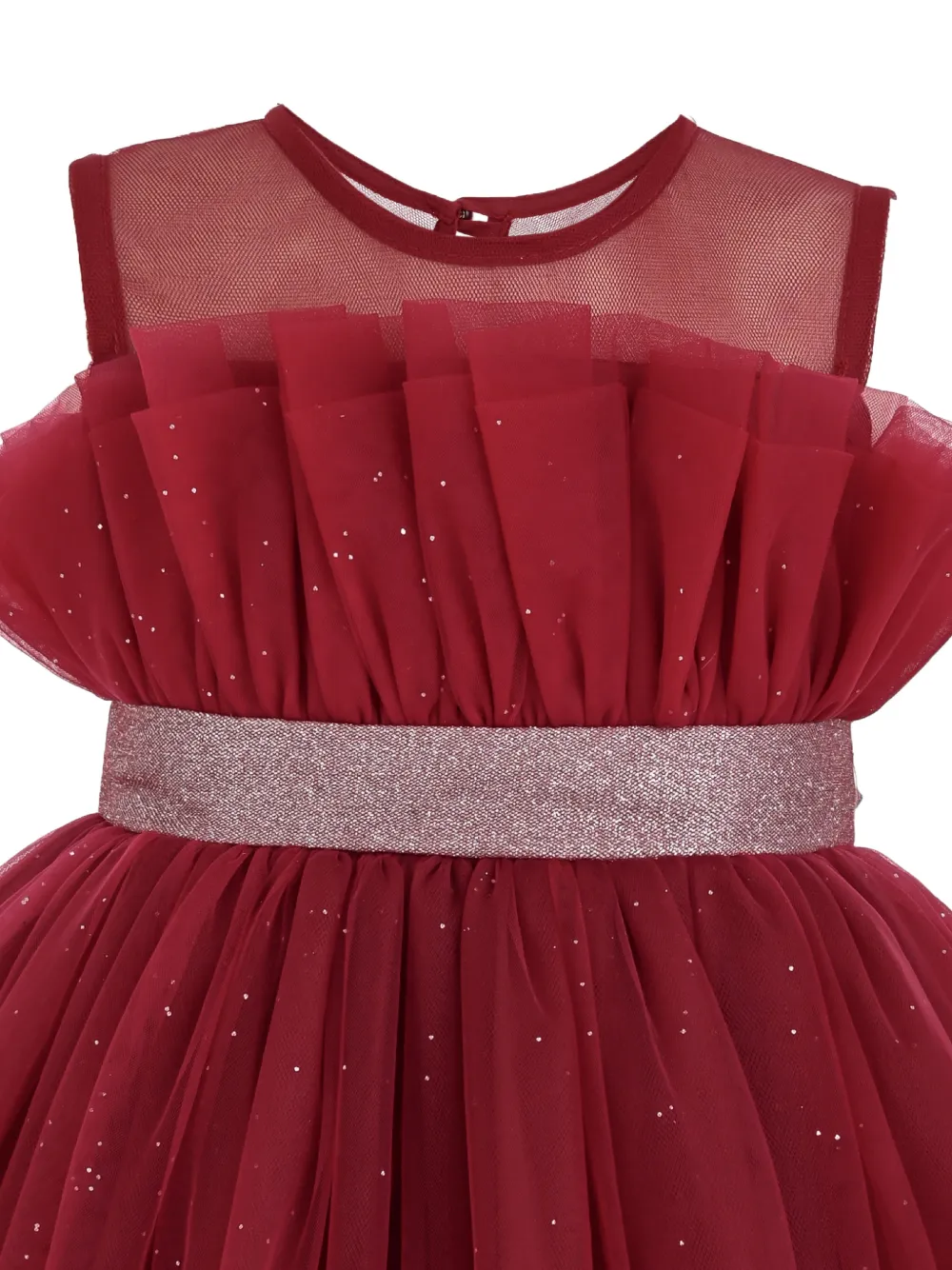 Tulleen Isolara jurk met ruches en glitters Rood