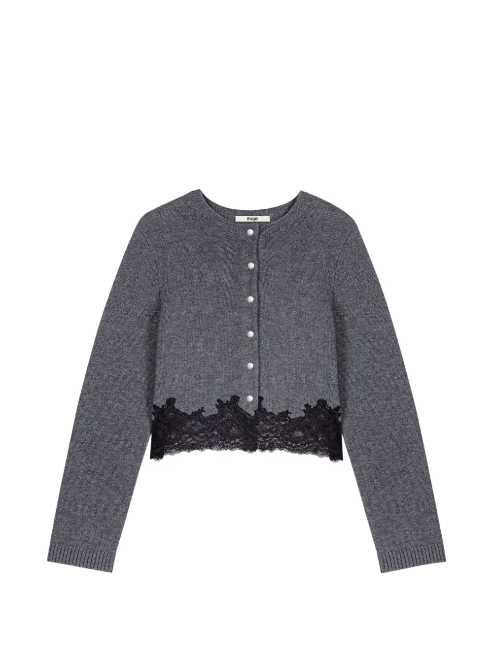 Maje Twinset with lace trim cardigan and tank top - Grigio