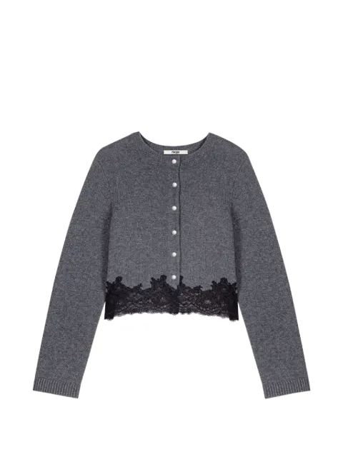 Maje Twinset Cardigan und Tanktop mit Spitzenbesatz