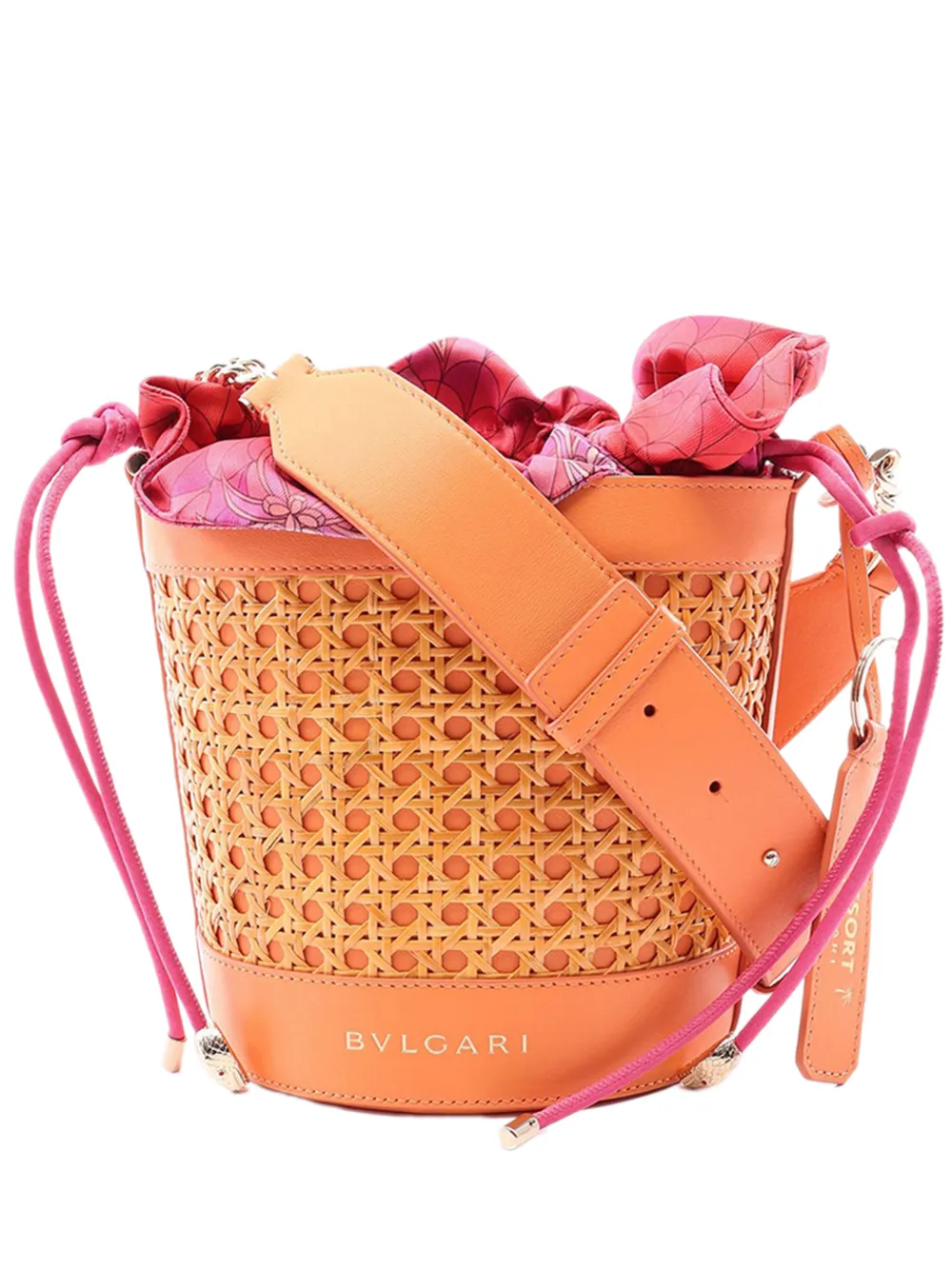 Bvlgari Pre-Owned 2010-2026 Raffia Serpenti Forever bucket bag - Orange