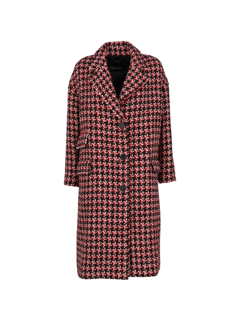 Ermanno Scervino Vintage houndstooth-pattern single-breasted coat - Black