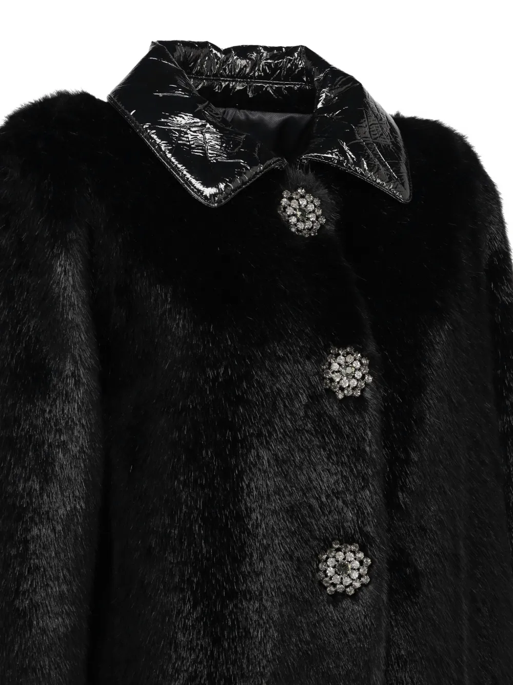 ERMANNO SCERVINO モッズコート ファー ミリタリー Y2K Ermanno Scervino Vintage faux-fur crystal-embellished Coat | Black