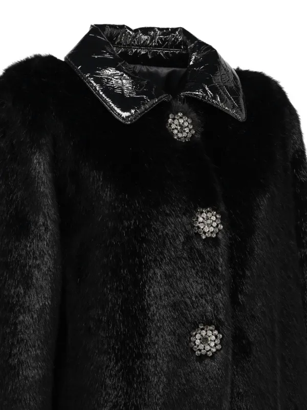 Ermanno Scervino Vintage faux-fur crystal-embellished Coat | Black