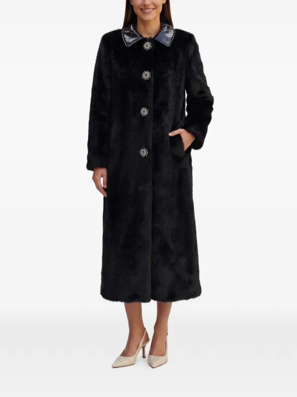 Ermanno Scervino Vintage faux-fur crystal-embellished Coat | Black