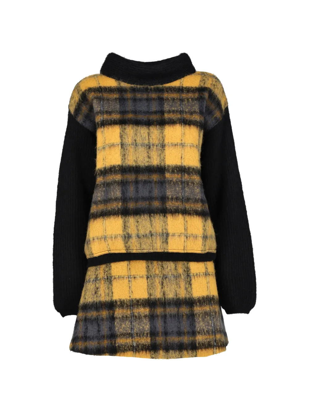 Vintage JC de Castelbajac check-pattern roll-neck dress - Nero