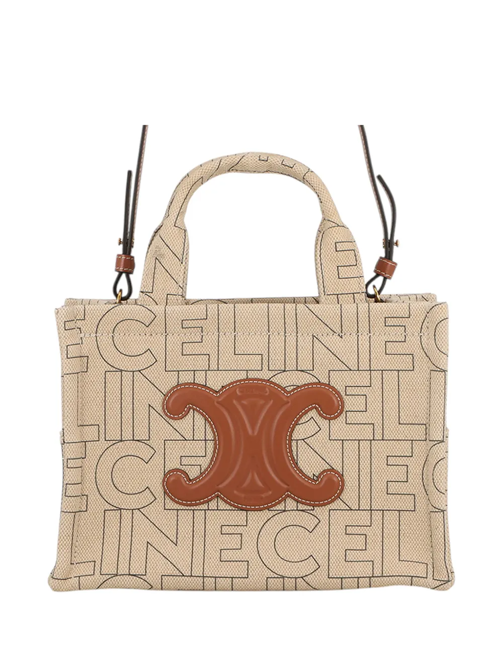 Celine Pre-Owned 2022 Small Printed Canvas Triomphe Cabas Thais Tote satchel - Marrone