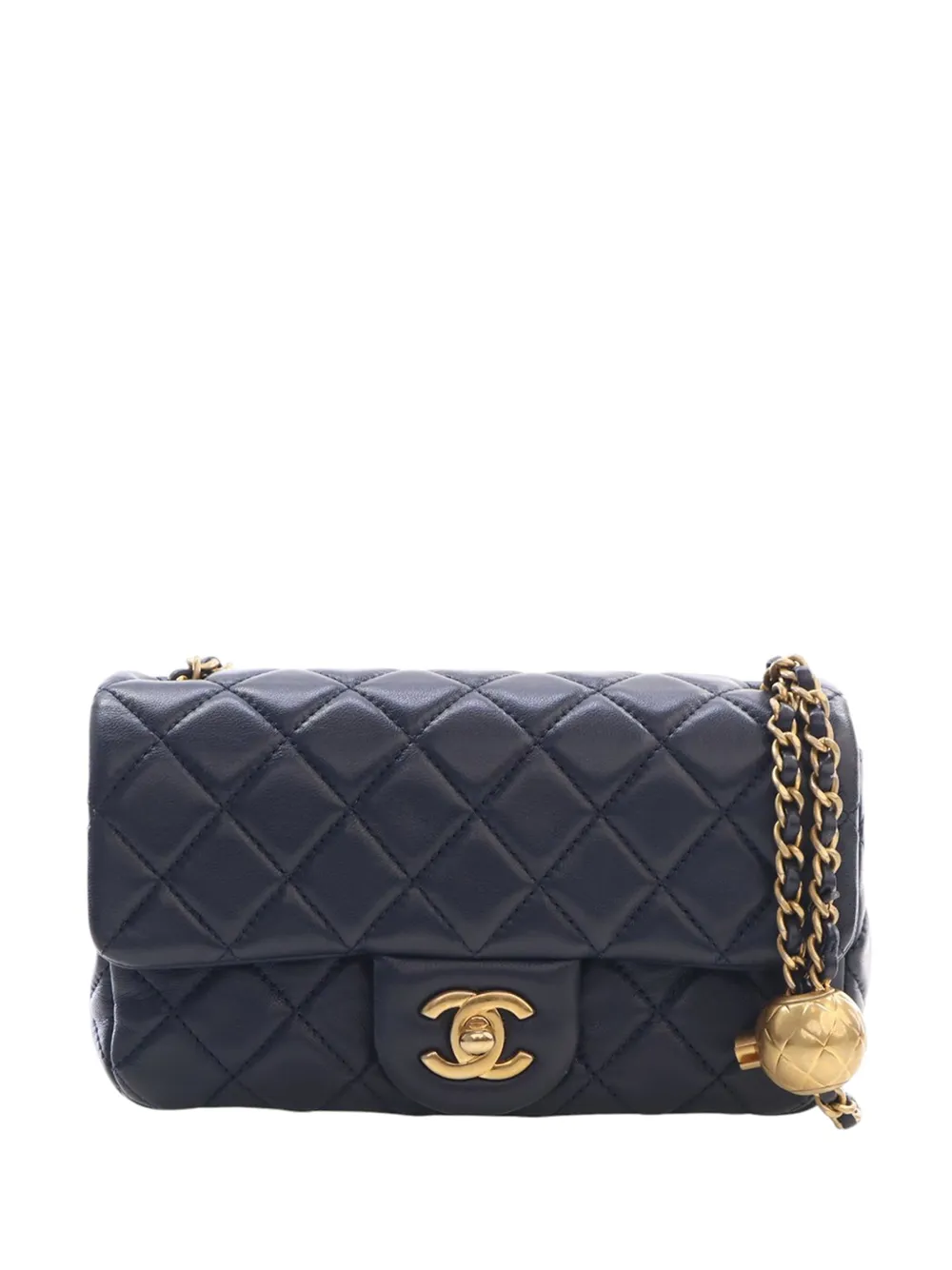 CHANEL Pre-Owned 2020 Mini Rectangular Classic Lambskin Pearl Crush Single Flap crossbody bag - Blu
