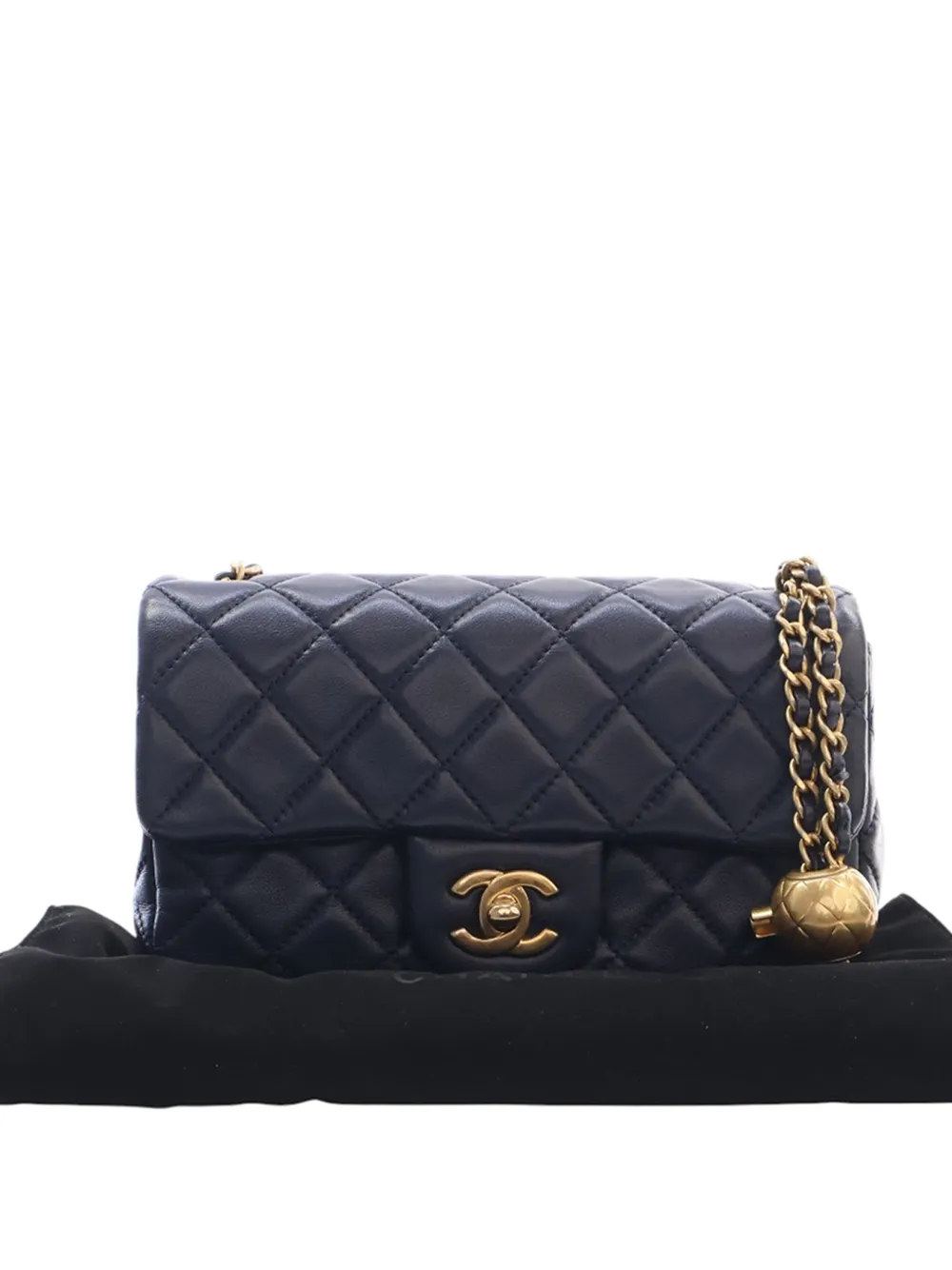  Chanel Pre-owned Borsa A Tracolla Rettangolare Classic Pearl Crush Mini In Pelle Di Agnello Con Battente 2020 - Blu 