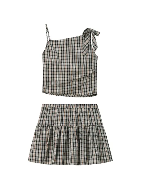 b+ab check-pattern tiered jumpsuit