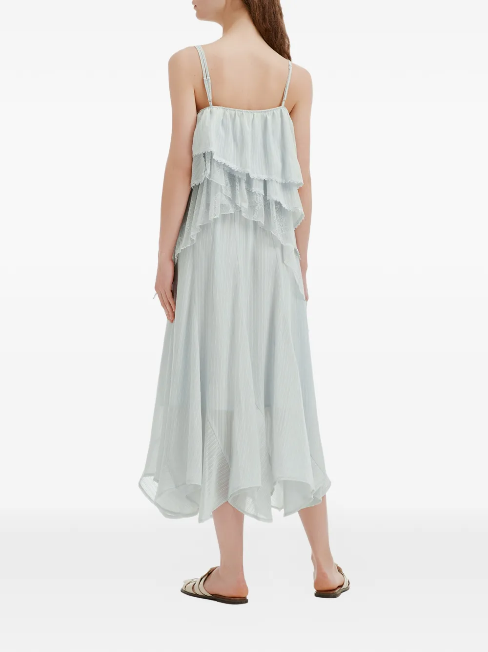 b+ab Jurk met afwerking van kant en ruches Blauw