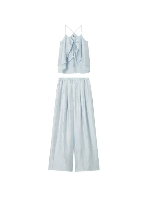 b+ab ruffled button-front jumpsuit