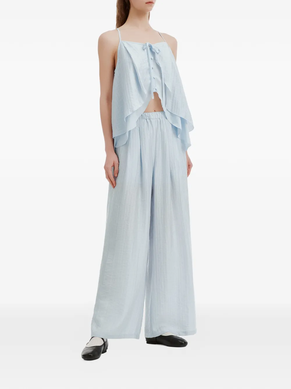 b+ab Jumpsuit met ruches en knopen Blauw