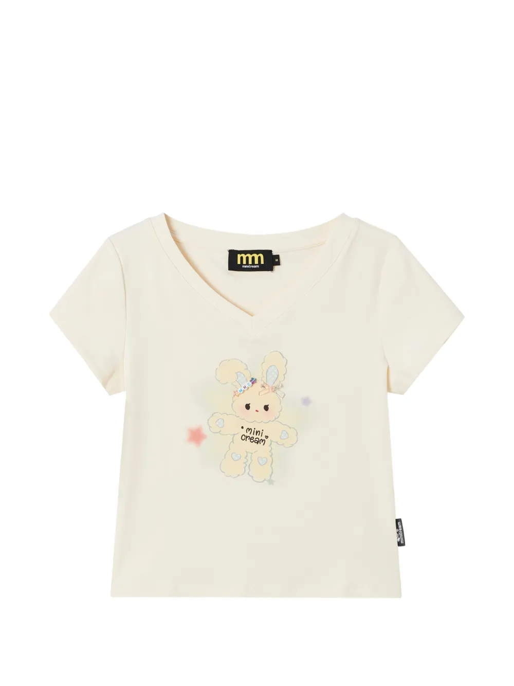 Mini Cream graphic-print V-neck T-shirt