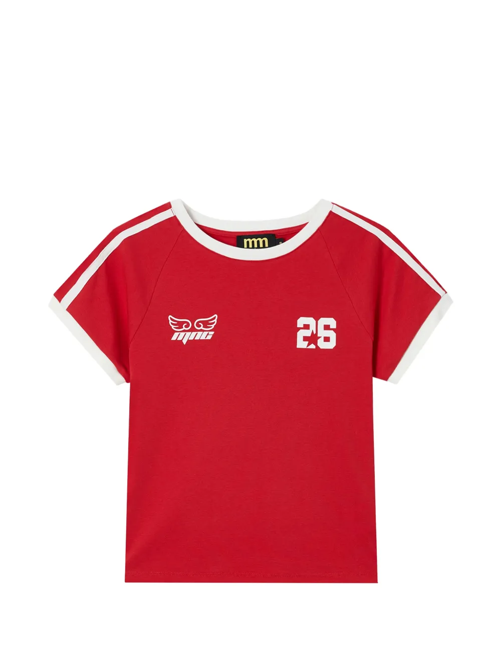 Mini Cream logo-print raglan-sleeve T-shirt