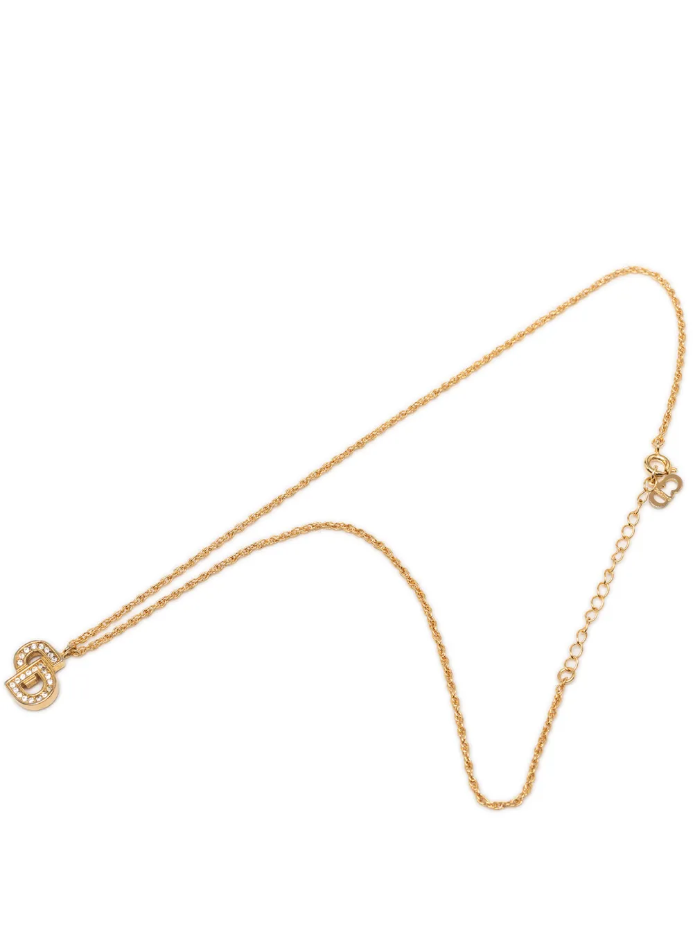 Christian Dior Pre-Owned 1980-2010 Gold Plated Strass CD Logo Pendant Necklace costume necklace - Oro