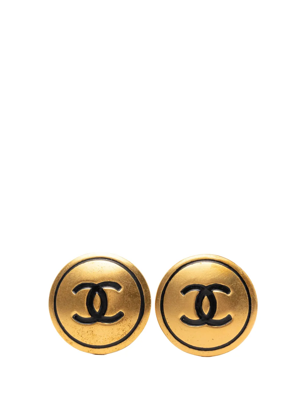 CHANEL Pre-Owned 1994 CC Gold Plated Round Clip On Earrings costume earrings - Oro