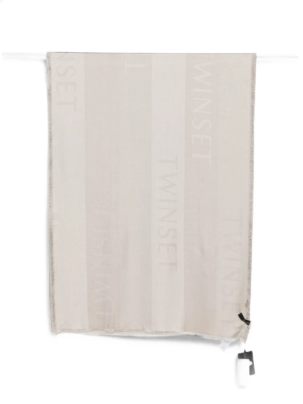 TWINSET logo-print frayed scarf - Nude
