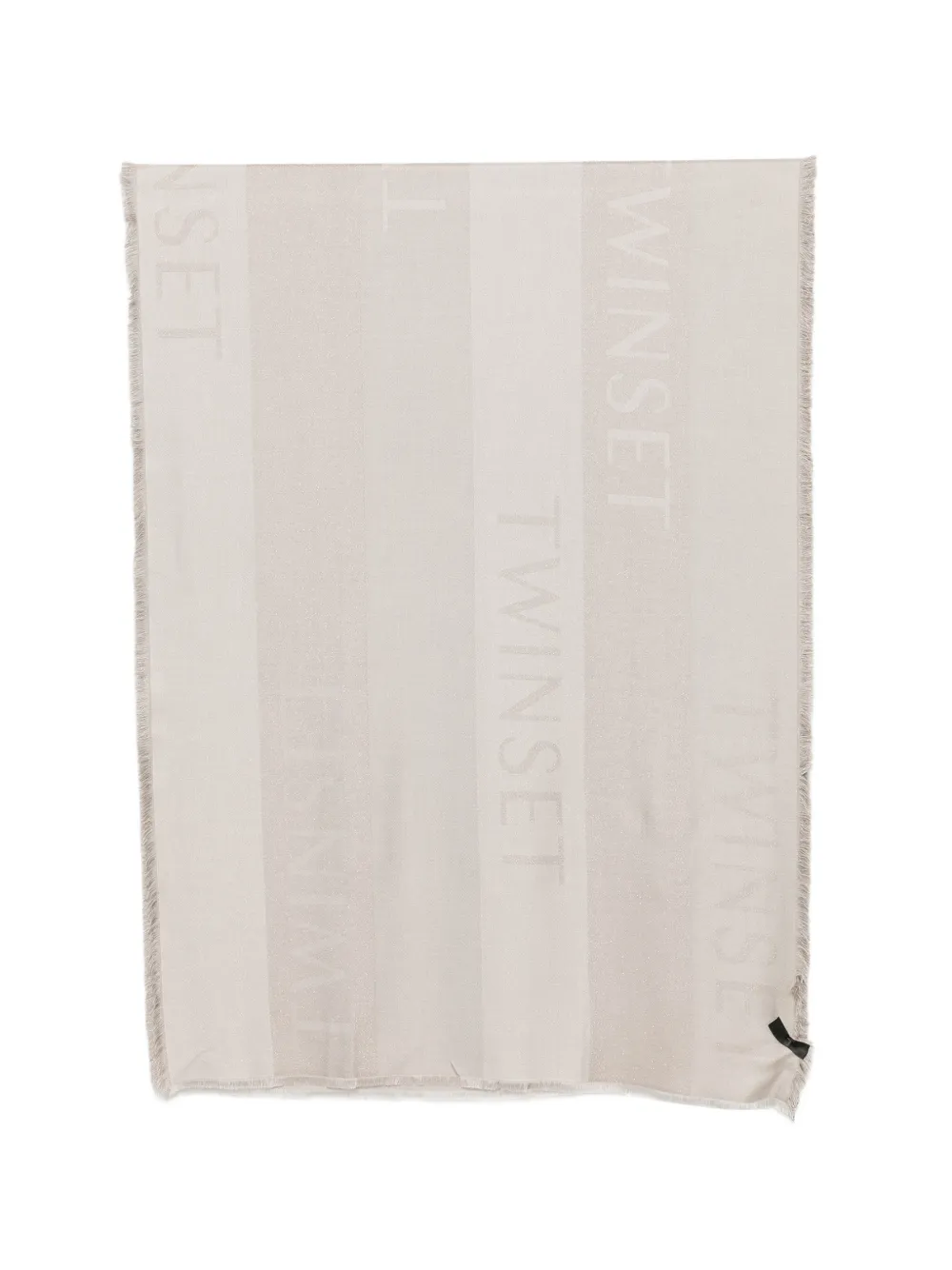 TWINSET logo-print frayed scarf - Toni neutri
