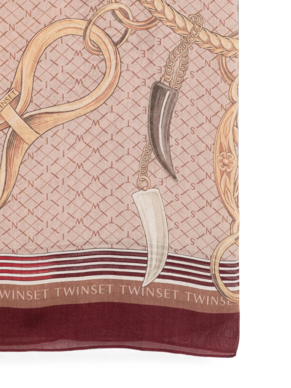 TWINSET Sjaal met monogramprint en logo Beige