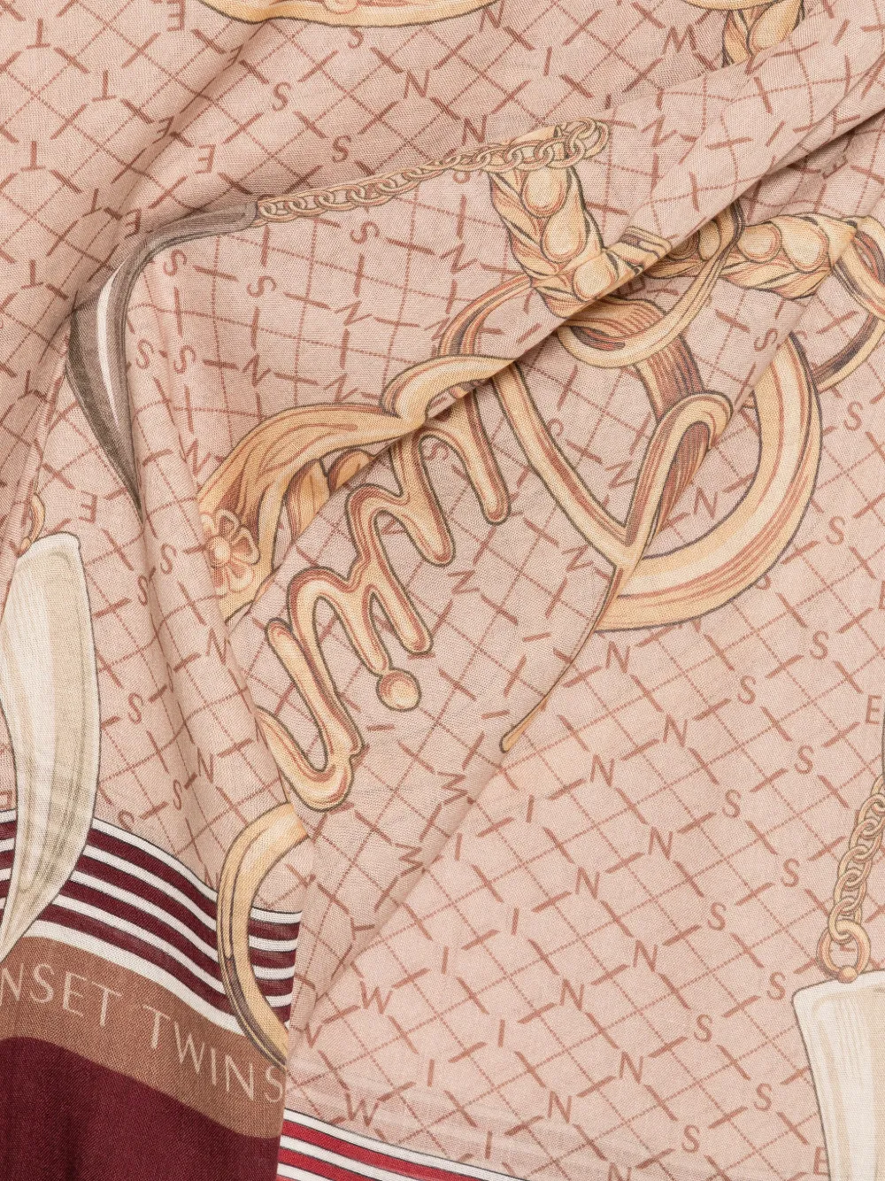 TWINSET Sjaal met monogramprint en logo Beige