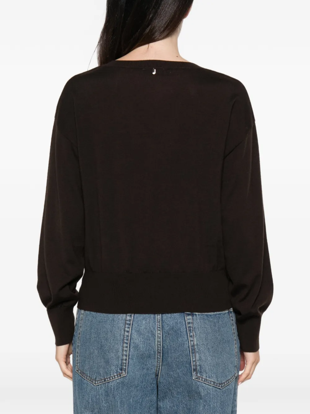 LIU JO crystal-embellished V-neck sweater Bruin