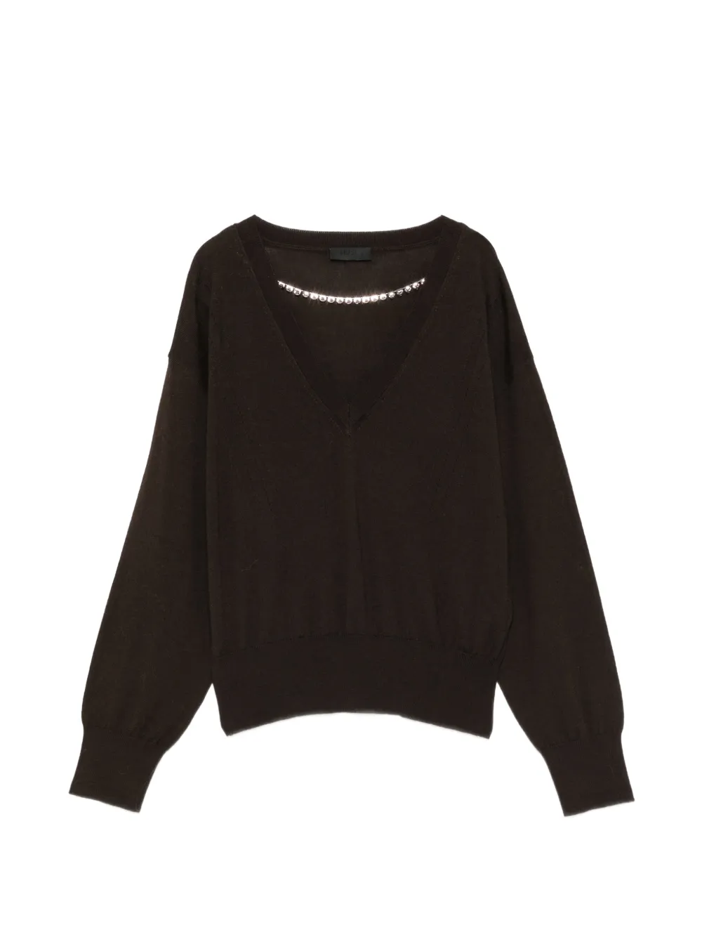 LIU JO crystal-embellished V-neck sweater - Braun