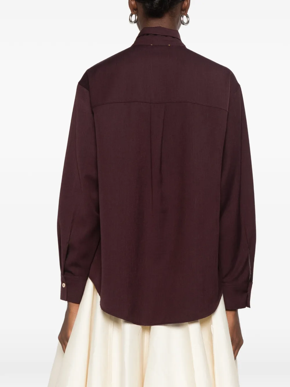 Forte pussy-bow patch-pocket shirt Paars