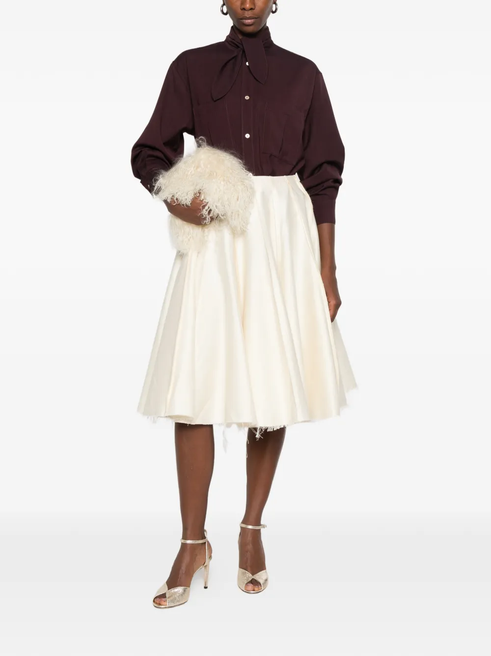 Forte pussy-bow patch-pocket shirt Paars