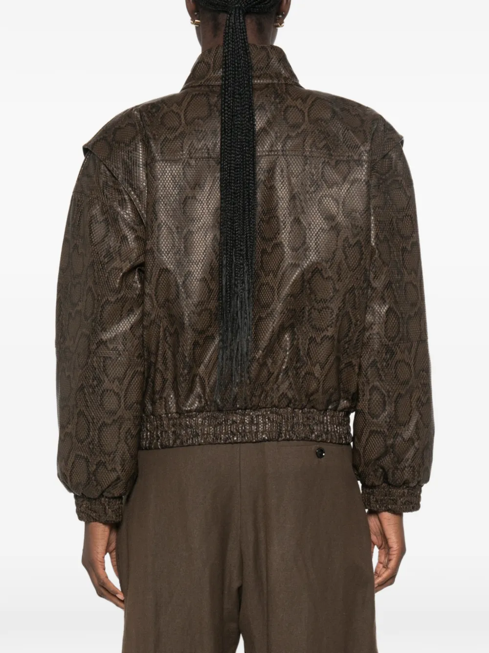 TWINSET Jack met hoge hals en slangen-effect Bruin