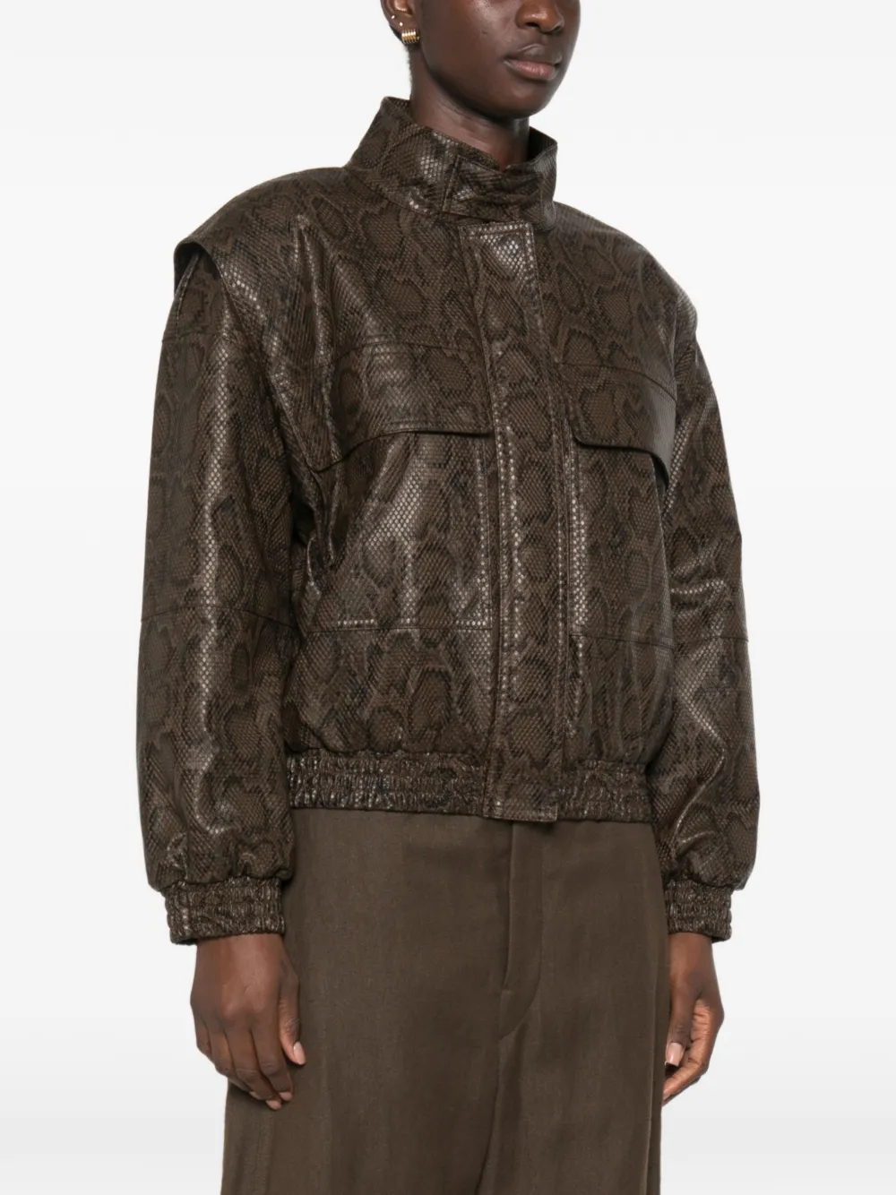 TWINSET Jack met hoge hals en slangen-effect Bruin
