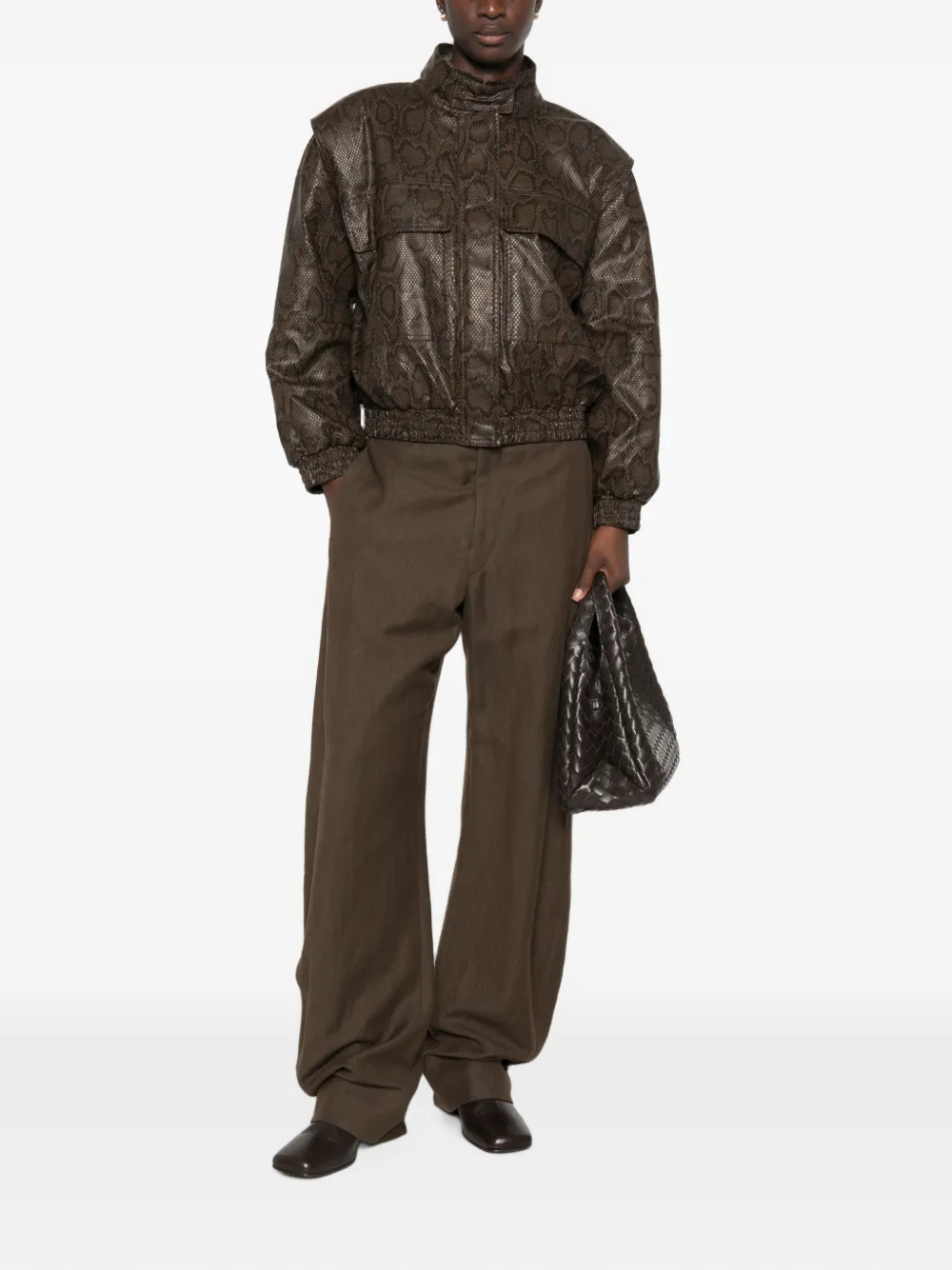 TWINSET Jack met hoge hals en slangen-effect Bruin