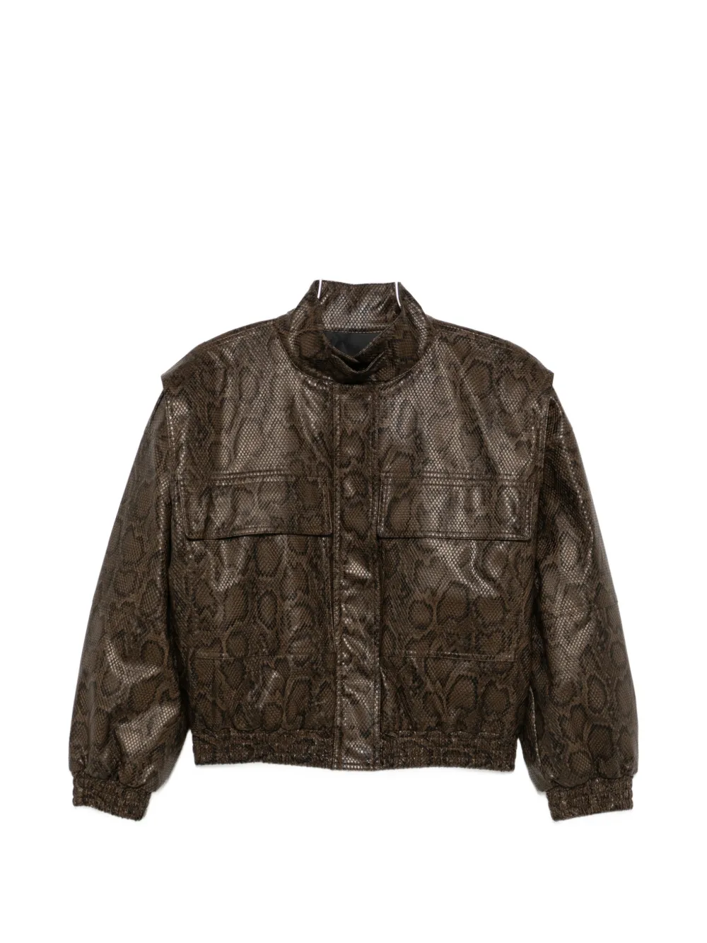 TWINSET snake-effect high-neck jacket - Braun