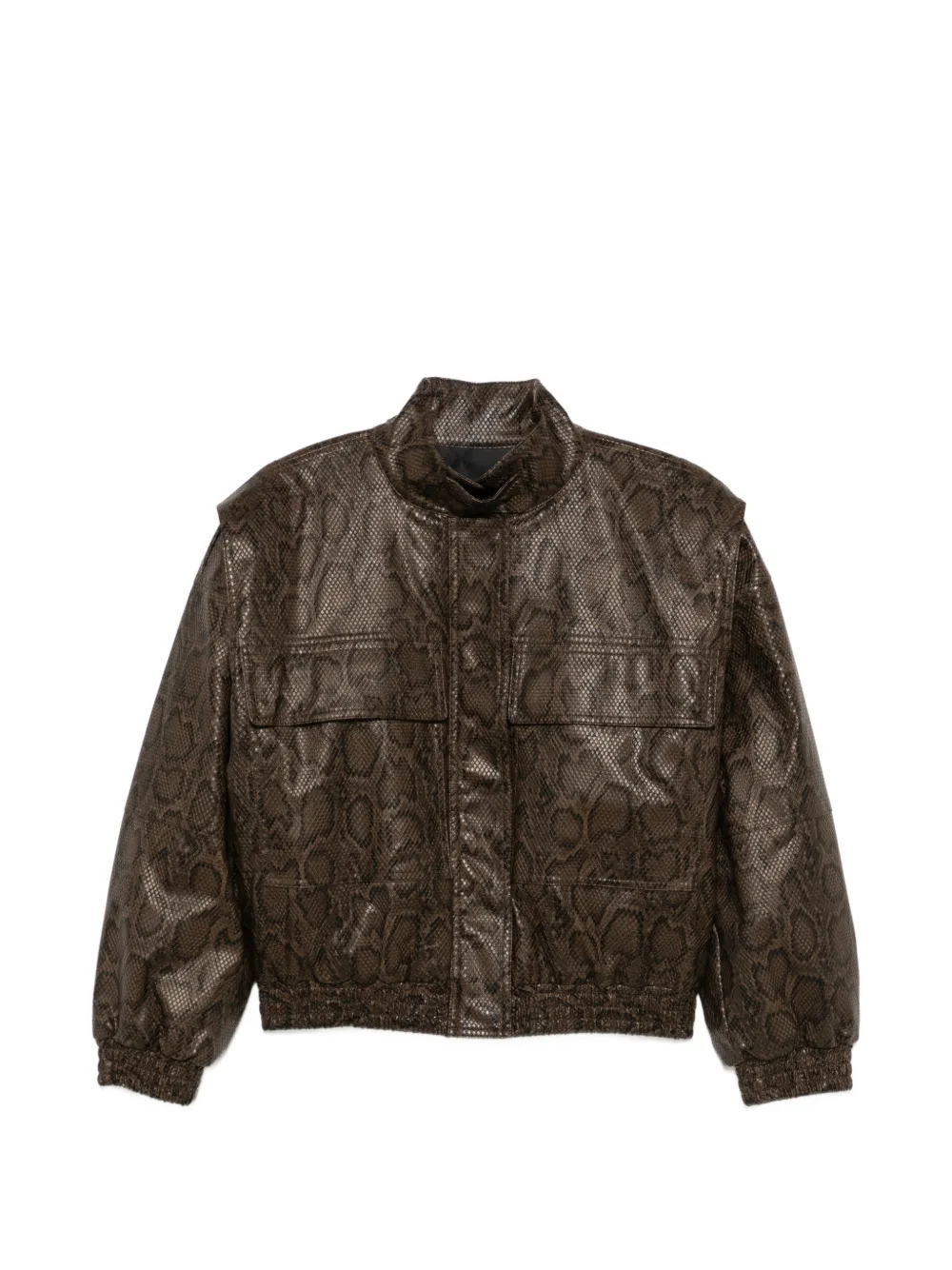 TWINSET snake-effect high-neck jacket - Marrone