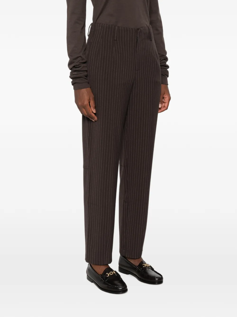 YERSE Broek met krijtstreep Bruin