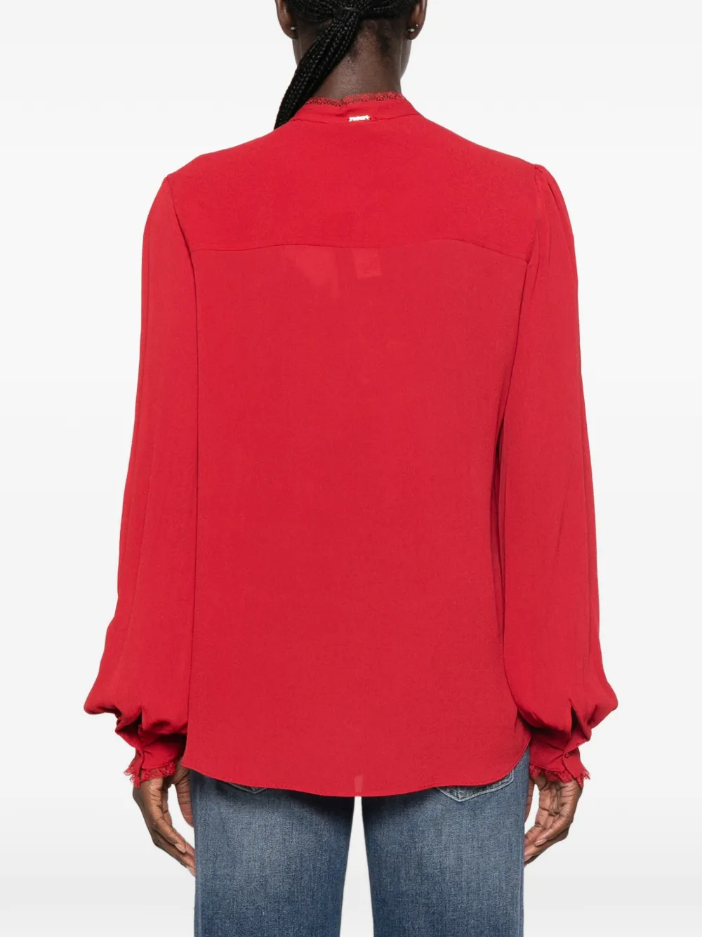 TWINSET Blouse met kanten afwerking en strik Rood