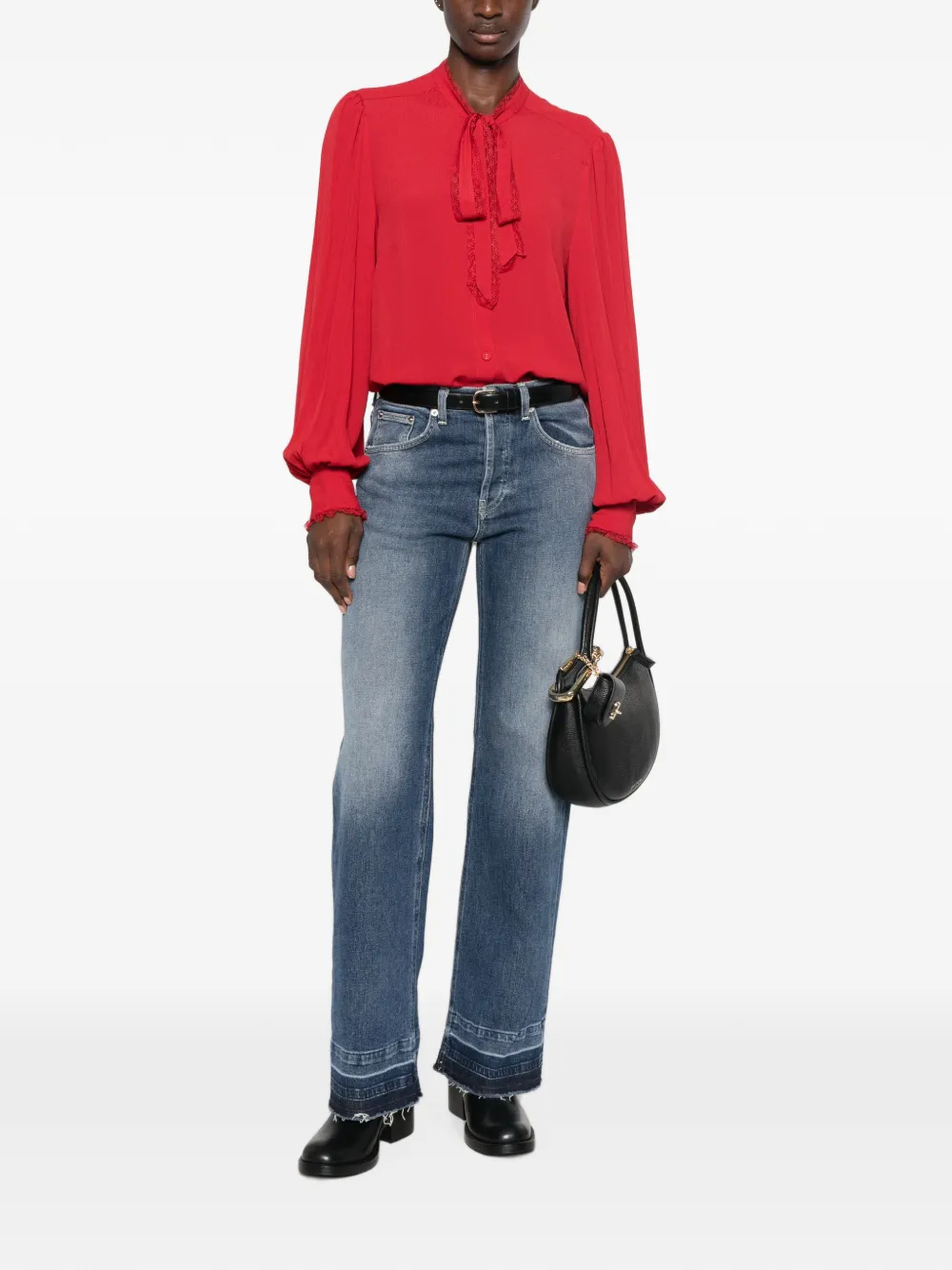 TWINSET Blouse met kanten afwerking en strik Rood