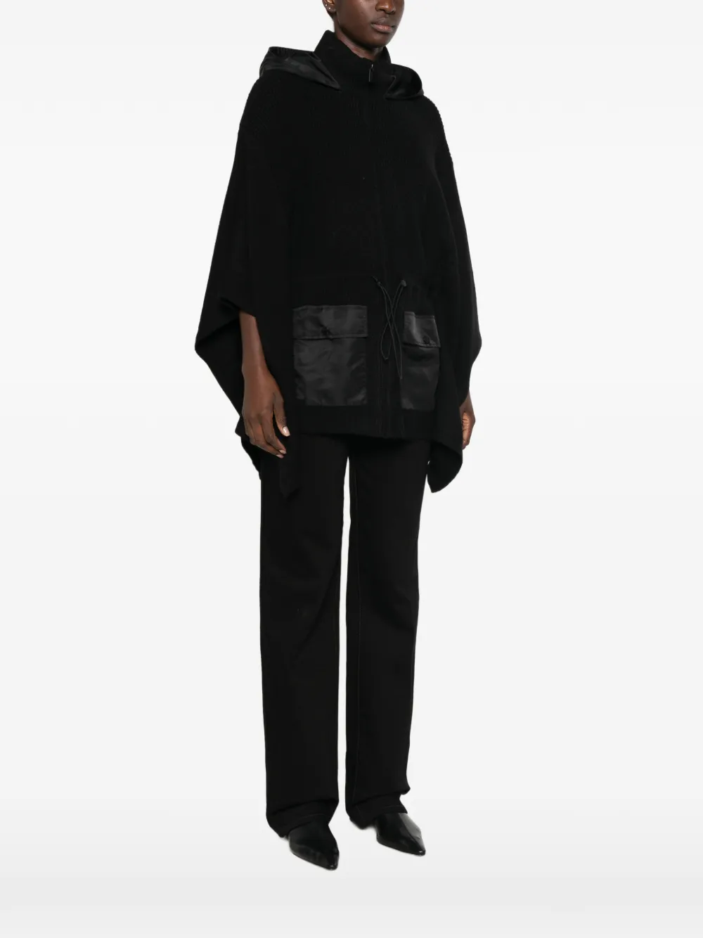 TWINSET Poncho met capuchon en trekkoord Zwart