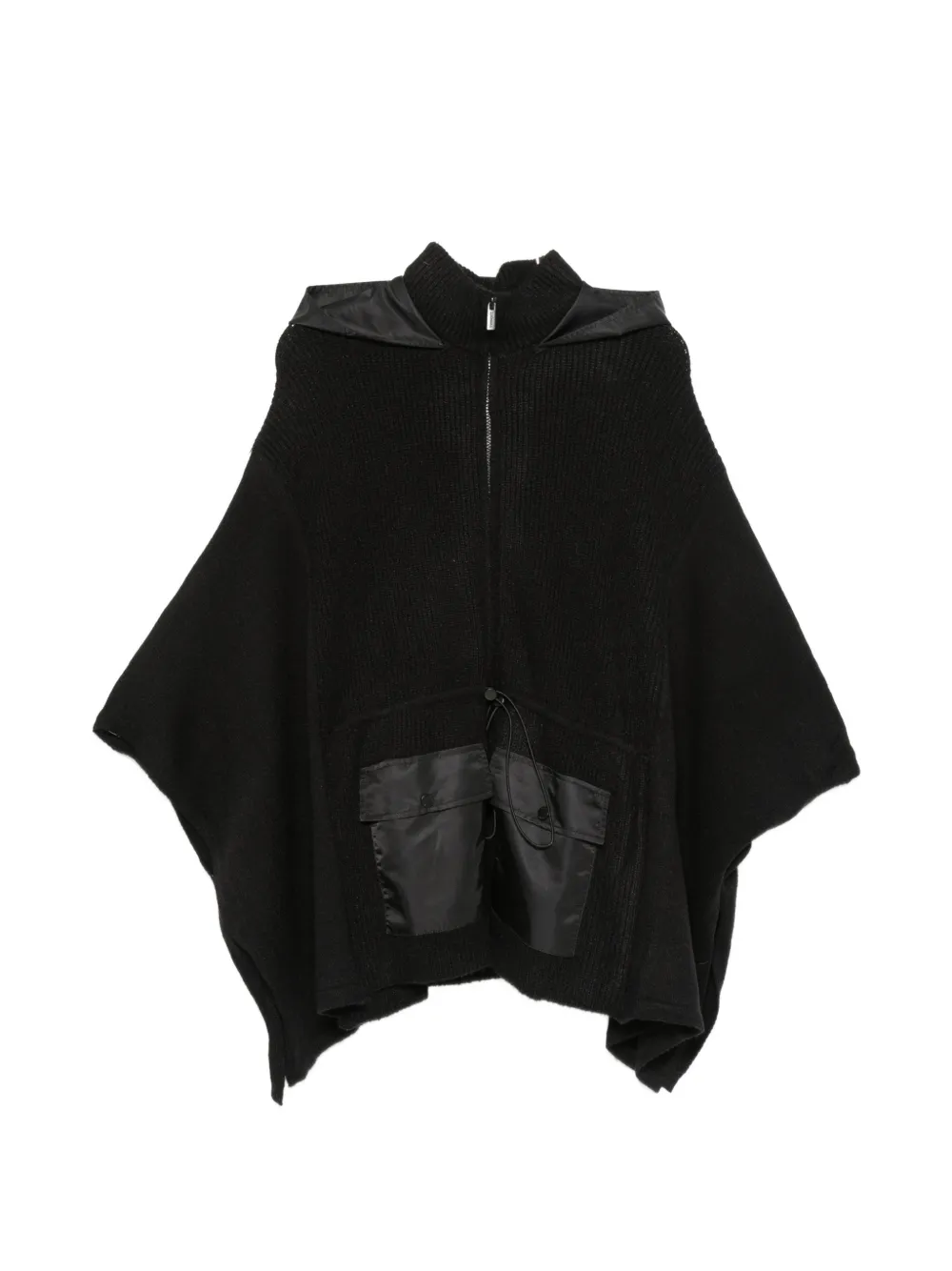 TWINSET hooded drawstring poncho - Schwarz