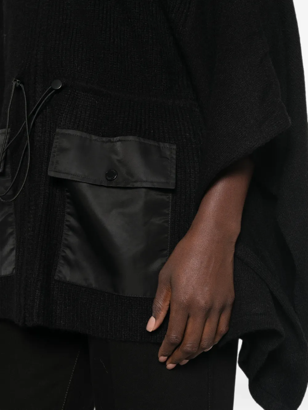 TWINSET Poncho met capuchon en trekkoord Zwart