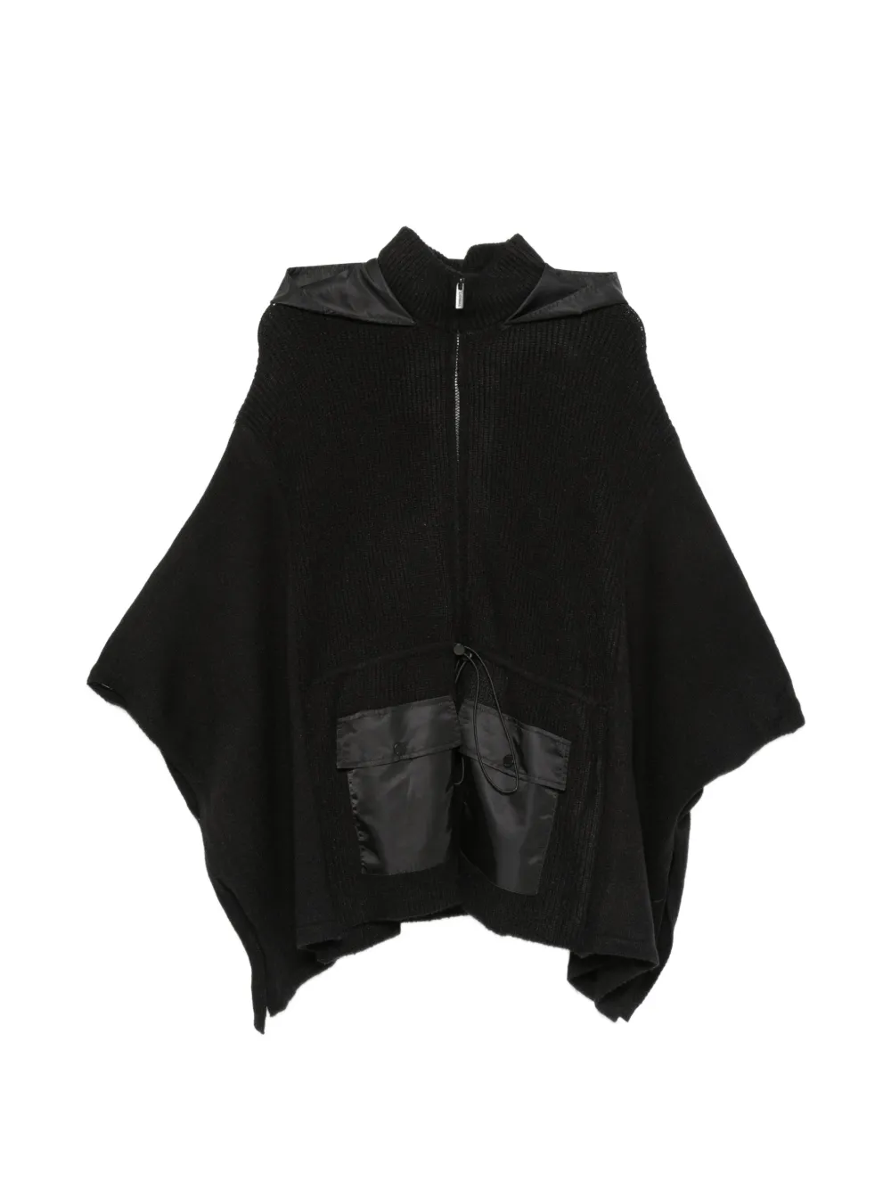 TWINSET hooded drawstring poncho - Nero
