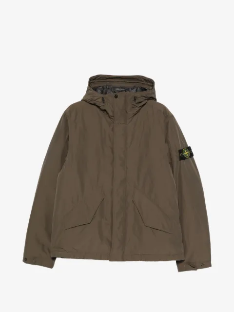 Stone Island hooded logo-patch jacket