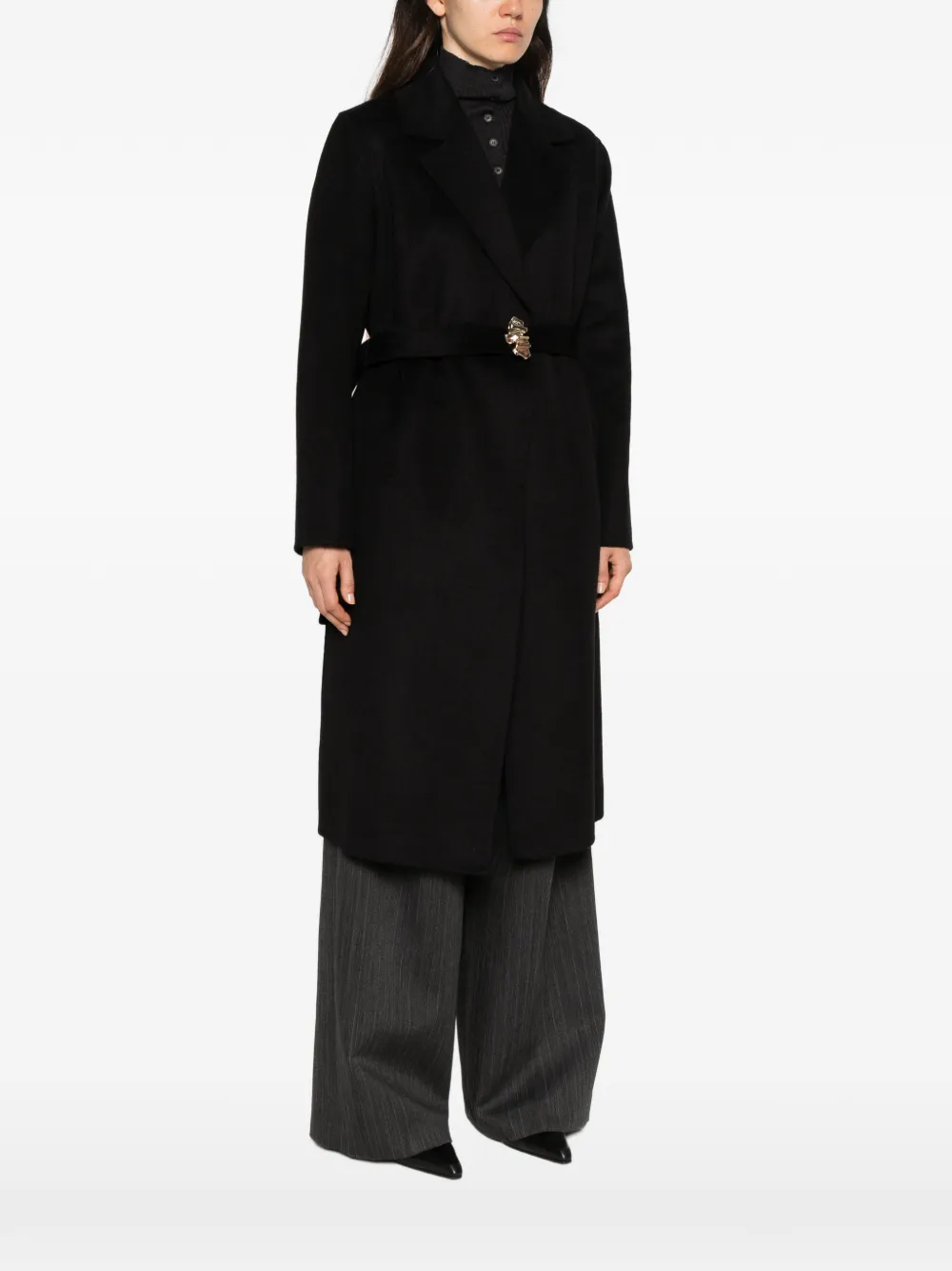 LIU JO long coat with belt jewel Zwart