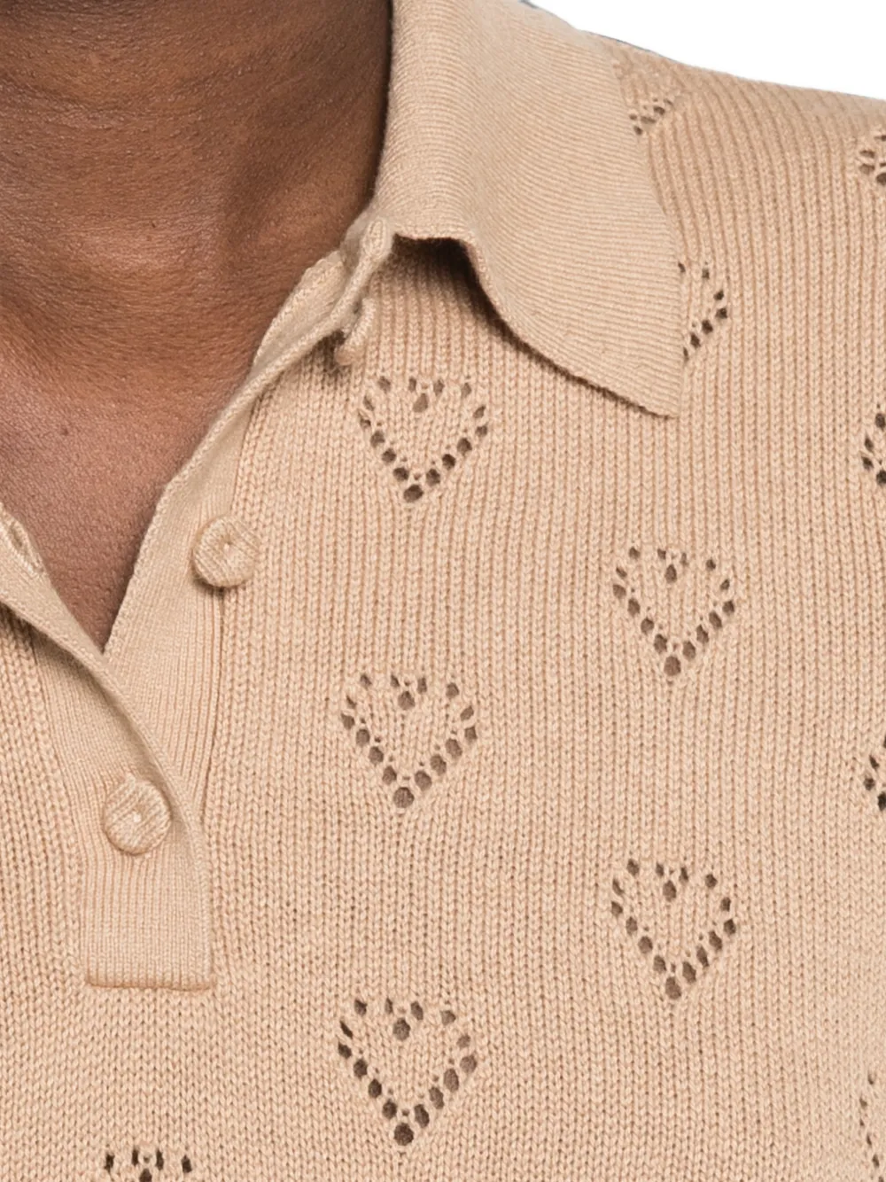 TWINSET Pointelle gebreid poloshirt met knopen Beige