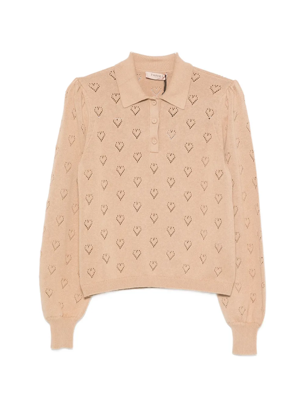TWINSET pointelle-knit buttoned polo shirt - Toni neutri