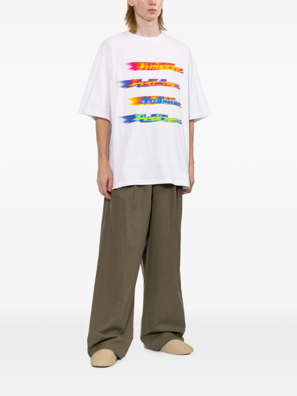 We11done T-shirt met grafische print Wit