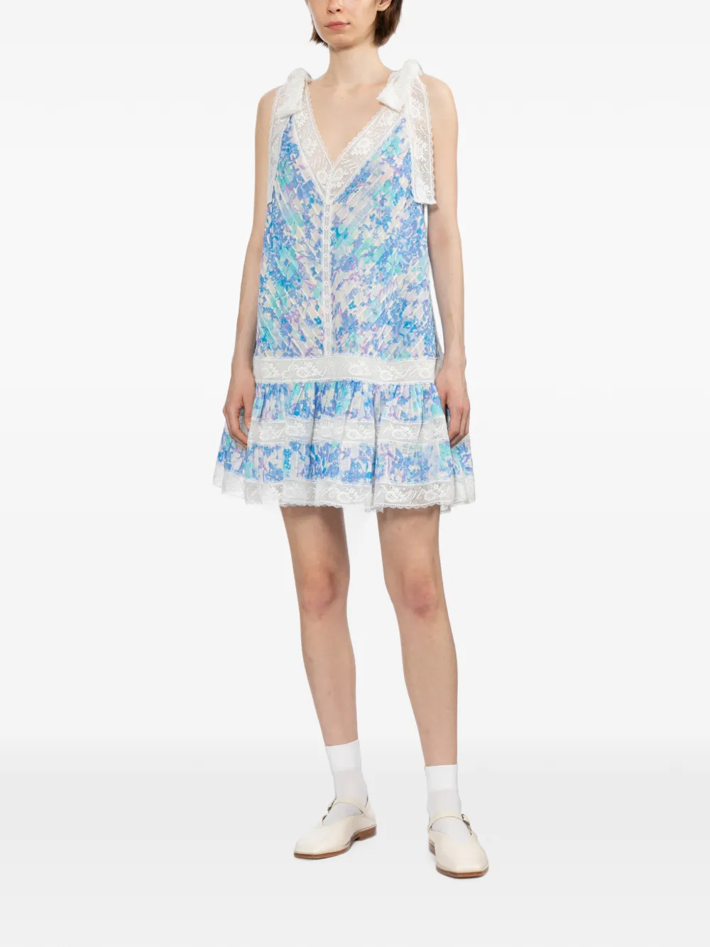 ZIMMERMANN Jurk met afwerking van kant Blauw